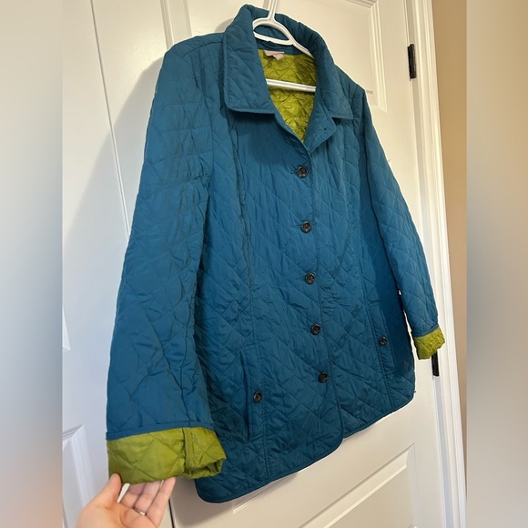 J. Jill Blue Quilted Barn Style Button up Jacket XL - Picture 5 of 8